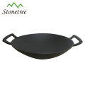 LFGB qualified cast iron wok with 30cm